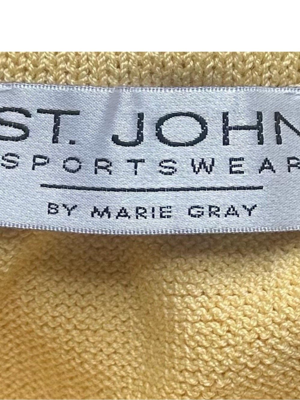 St. John Yellow with White Detail Santana Knit Skirt Suit Set Size 4 - Picture 11 of 13